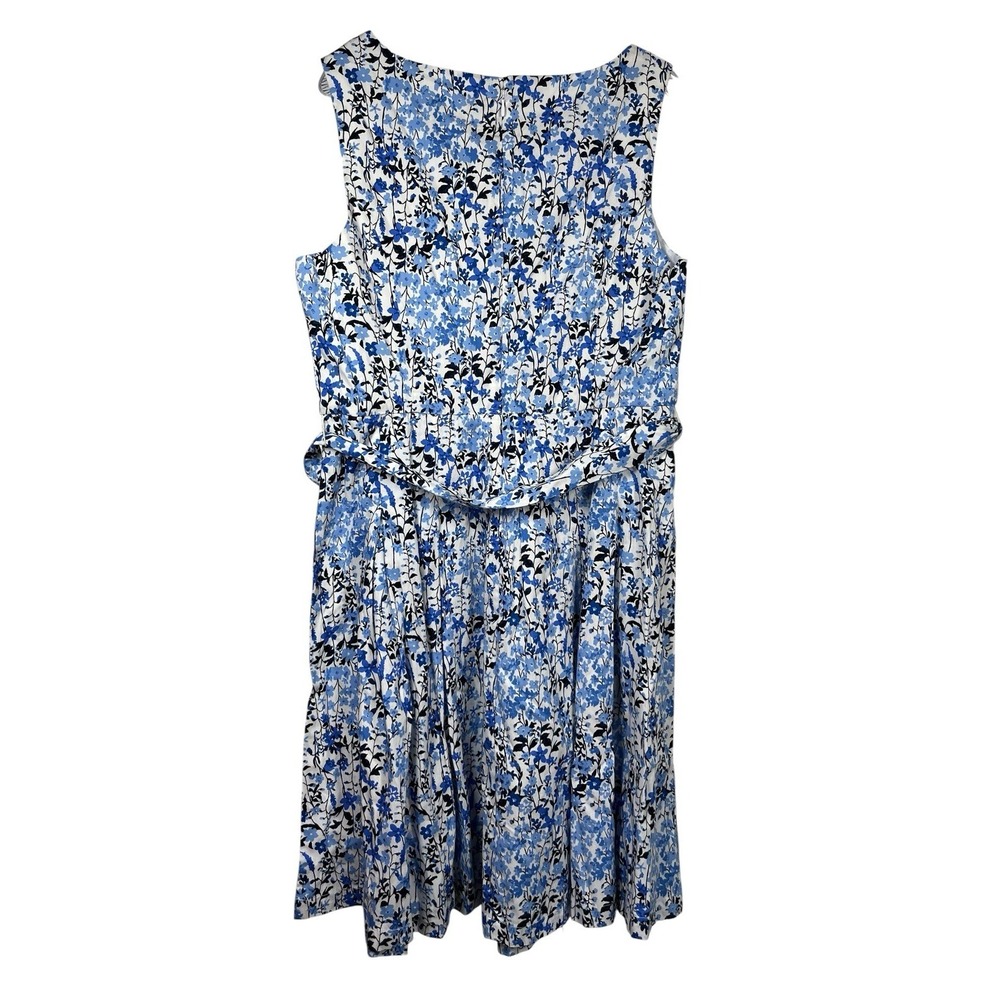 NWT $139 TOMMY HILFIGER Sz 12 Dress Blue Floral Fit & Flare Tie Belt Sleeveless - Picture 3 of 12
